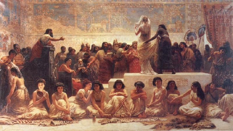 Edwin long,R.A. The Babylonian Marriage Market Spain oil painting art